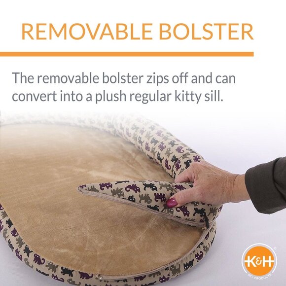 K&H Pet Products Kitty Sill Deluxe With Bolster 24" X 14" Orthopedic Cat Window - Picture 3 of 5